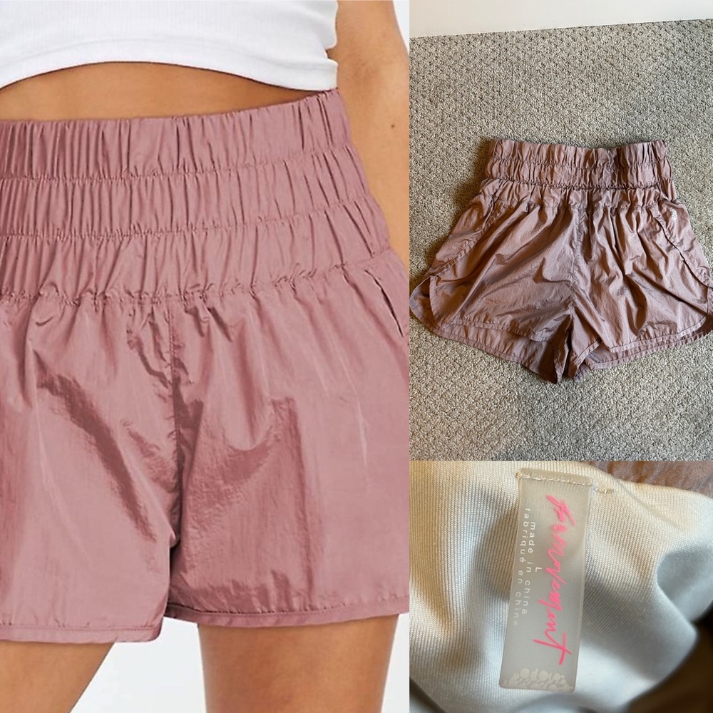 Free People Movement Shorts Womens L Pink The Way Home High Rise Lined FP